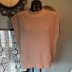 Sleeveless Crewneck Knit Vest in Brown
